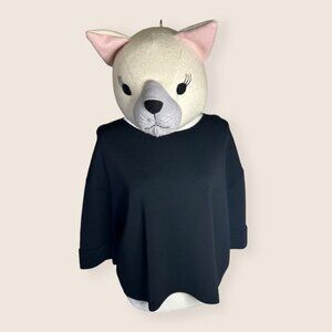 🖤 EUC SZ L OVERSIZED BOXY CUFFED HEAVYWEIGHT TEXTURED PONTE ITALIAN TOP